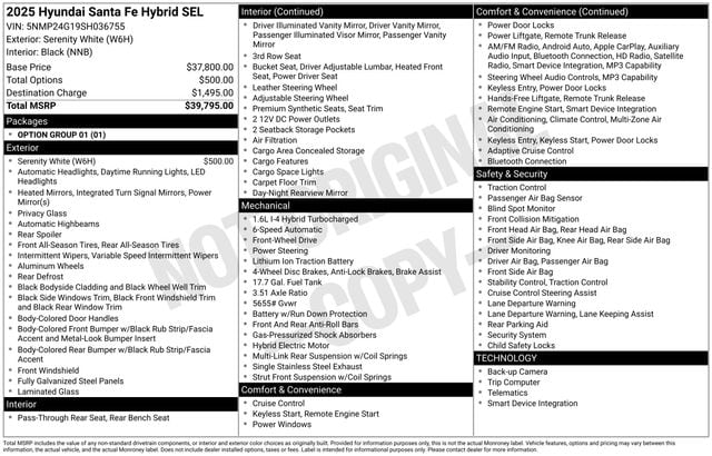 hyundai santa fe 2025 5NMP24G19SH036755 image hyundai santa fe 2025 5NMP24G19SH036755 image